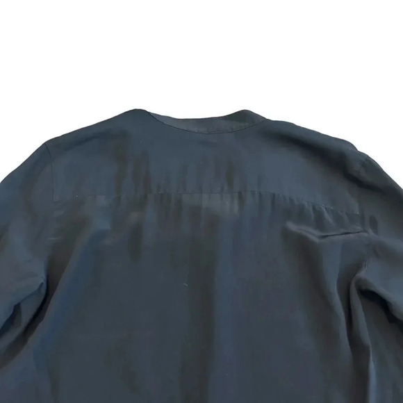 Babaton Aritzia 100% Silk Blouse Black Henley Flowy Wide Fit Small Women's - Picture 6 of 11